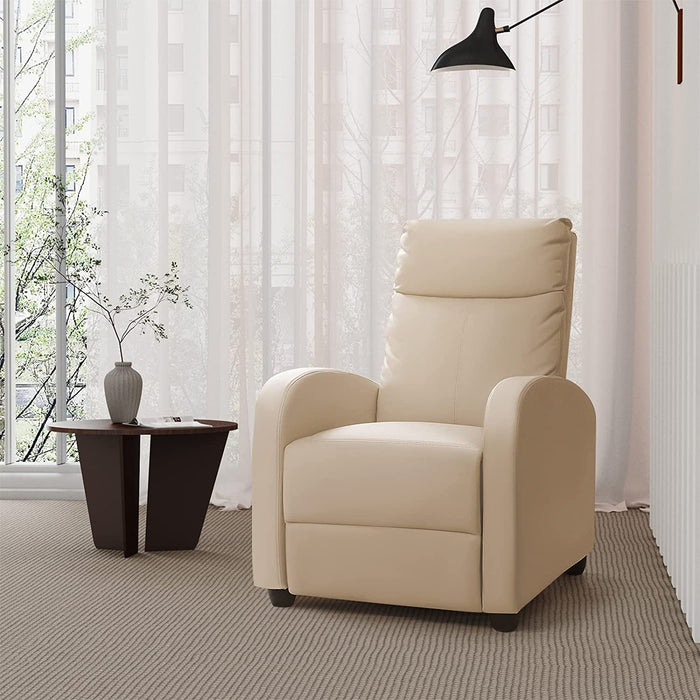 Recliner Chair Padded Seat PU Leather, Beige