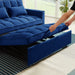 Blue Velvet Convertible Sofa Bed with Adjustable Backrest