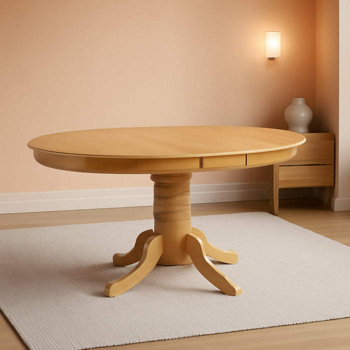 Oak Finish round Wood Dining Table