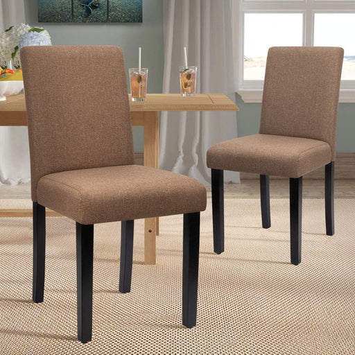 Urban Style Fabric Upholstered Kitchen Chairs (Set of 4, Brown)