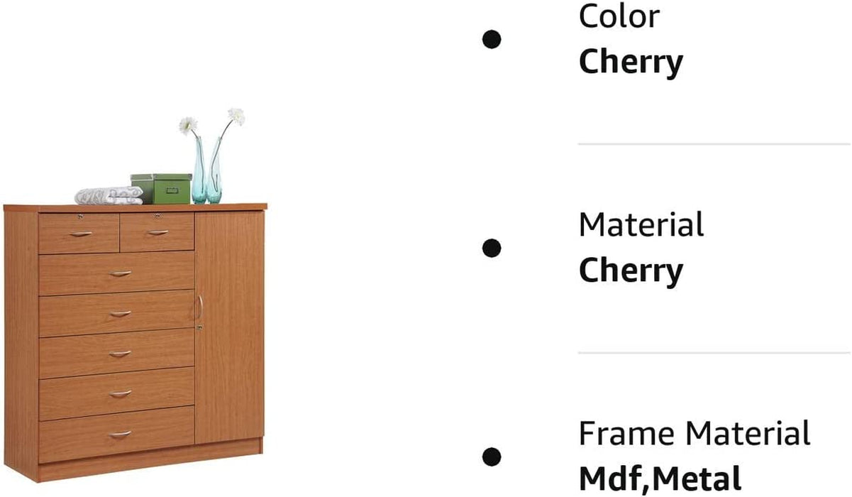 Jumbo 7-Drawer Chest with Hanging Rod, Cherry