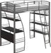 Studio Loft Bunk Bed W/ Desk and Bookcase, Gray