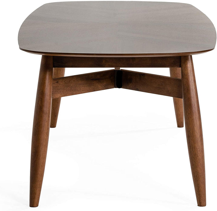 Modern Style Walnut Finished Ash Veneer Top Dining Table