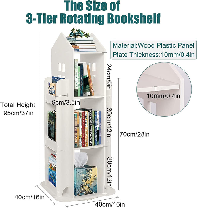 3-Tier Rotating Bookshelf for Kids' Room