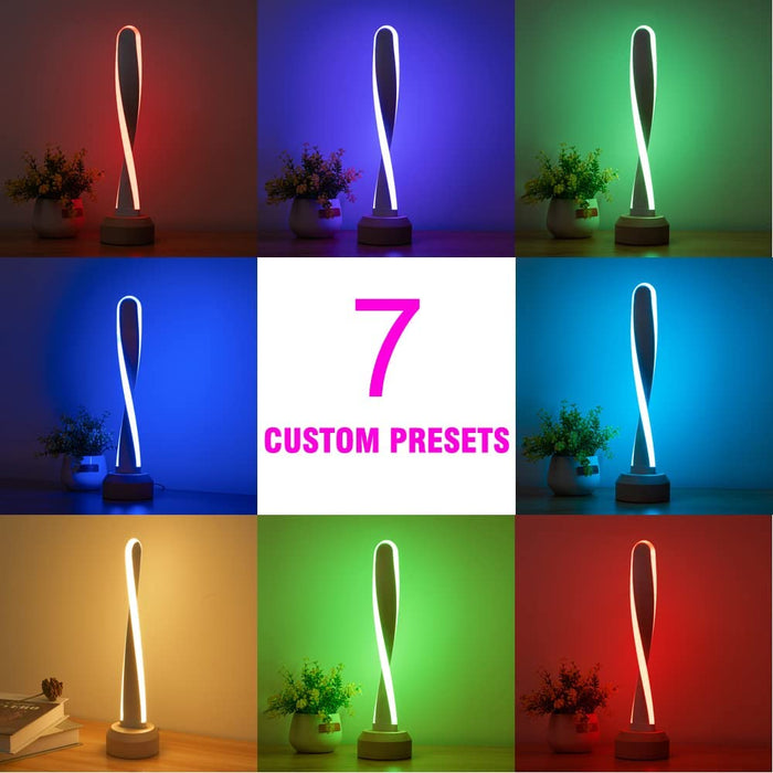 RGB Desk Lamp, Wood Table Lamp with 7 Colors