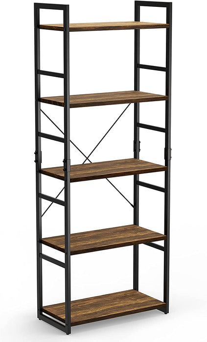 Pipishell Bookshelf, 5-Tier Bookcase, Storage Bookshelves, Tall
