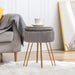 Grey Velvet Ottoman with Storage and Metal Legs