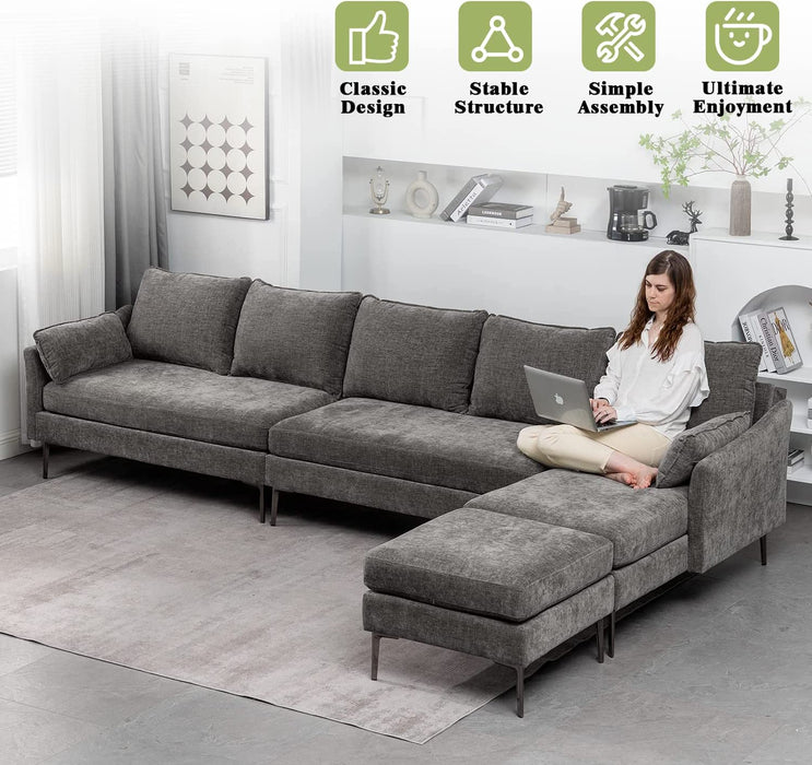 Modular Chenille Sectional Sofa With