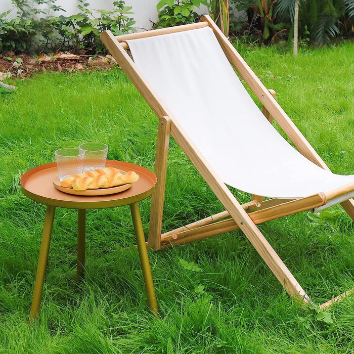 Orange Tray with 3 Gold Legs Side Table, Round