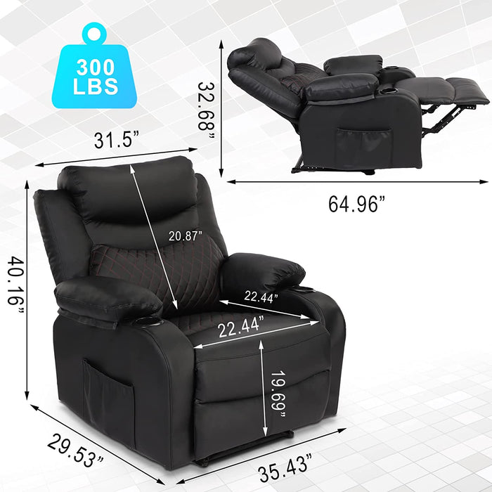 Overstuffed Massage Recliner Chairs with Heat