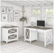 Key West Computer Desk with File Cabinet, 54W, Pure White