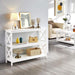 White 3-Tier Console Table with Storage Shelves