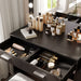 Large Black Makeup Vanity Table with Lighted Mirror