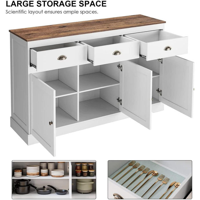 Farmhouse Buffet Cabinet, Wine Storage, Adjustable Shelves