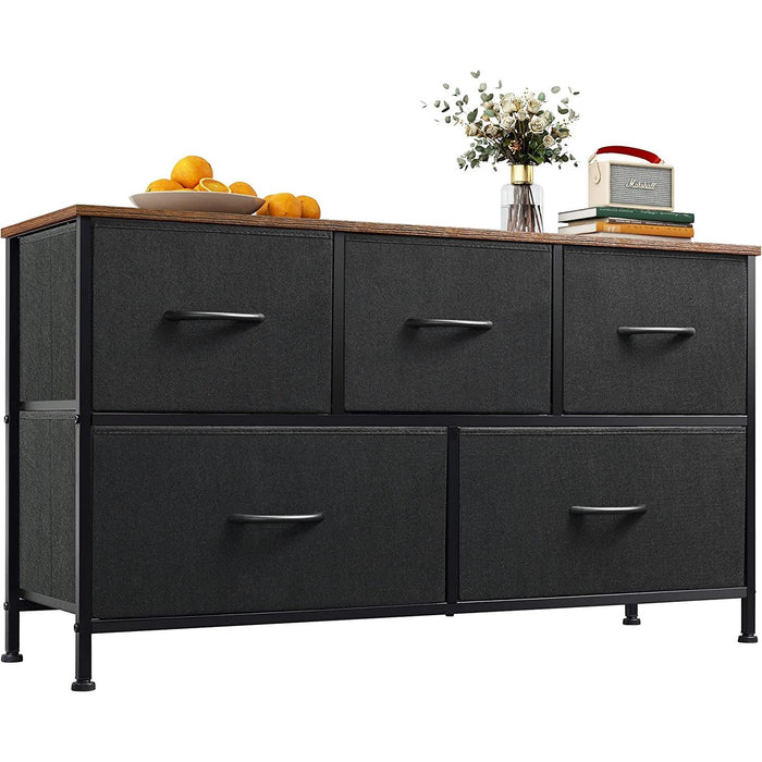 5 Drawer Fabric Dresser with Bins