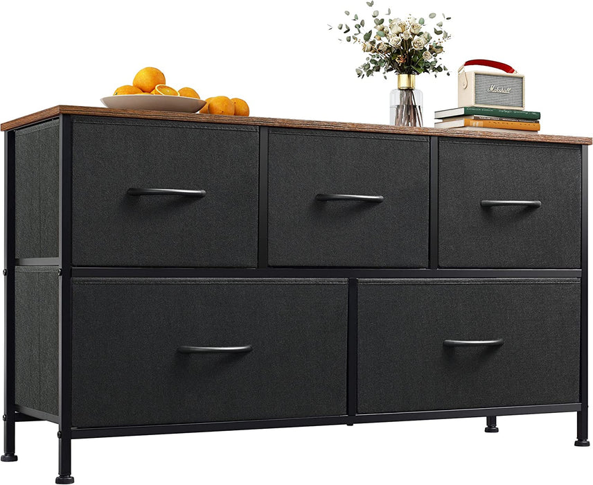 5 Drawer Fabric Dresser with Bins