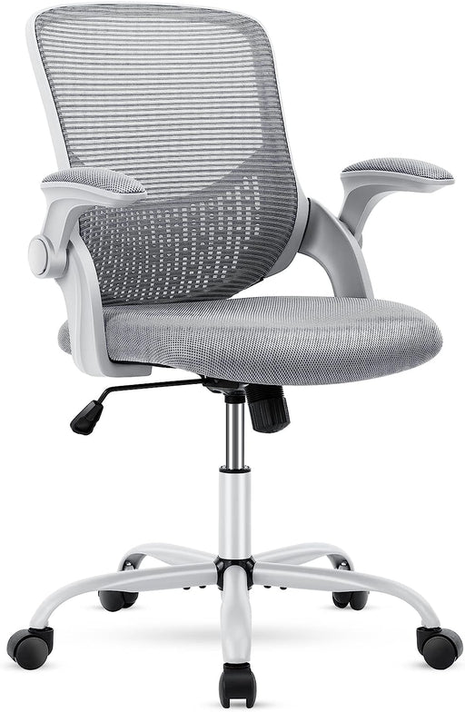 Ergonomic Grey Office Chair with Wheels and Armrests