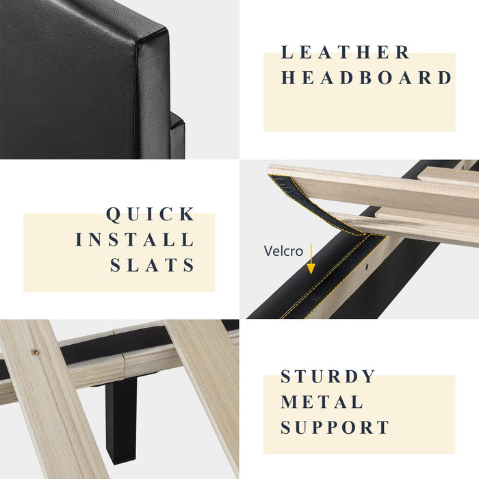 King Upholstered Platform Bed Frame, Adjustable Headboard