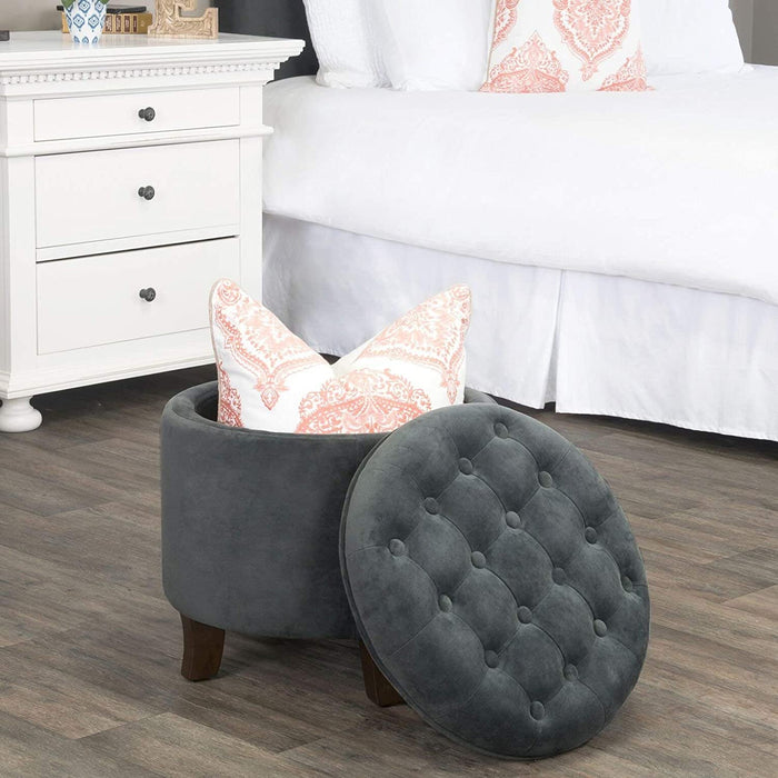 Velvet Tufted Ottoman with Storage for Home Decor