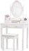 Wood Makeup Vanity Set with Mirror & Stool