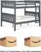 Full over Full Bunk Bed W/ USB Port, Gray