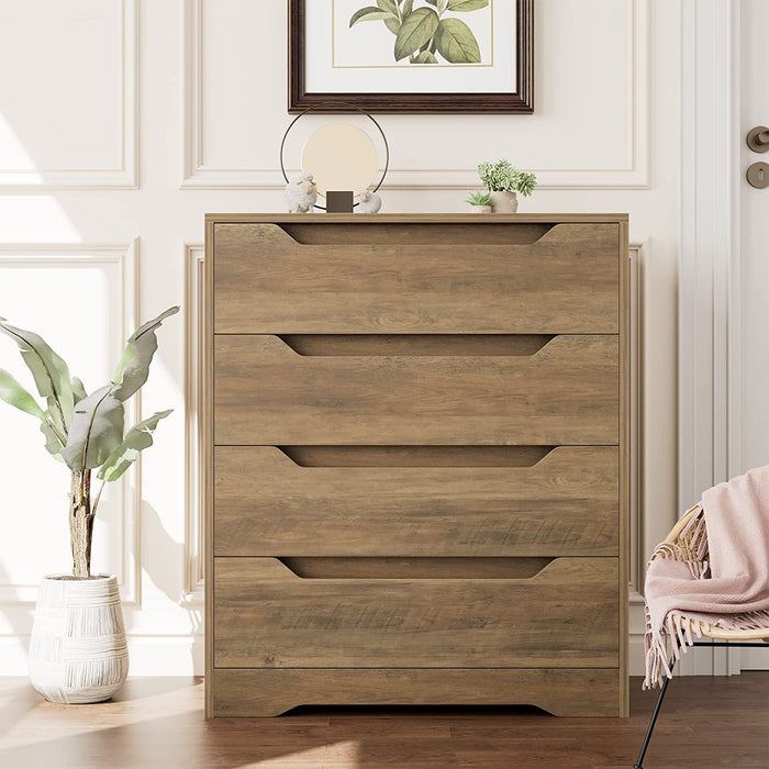 Modern 4 Drawer Dresser with Cut-Out Handles