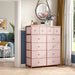 Pink 12-Drawer Dresser for Girls Bedroom