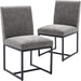 Set of 2 Grey Leather Dining Chairs