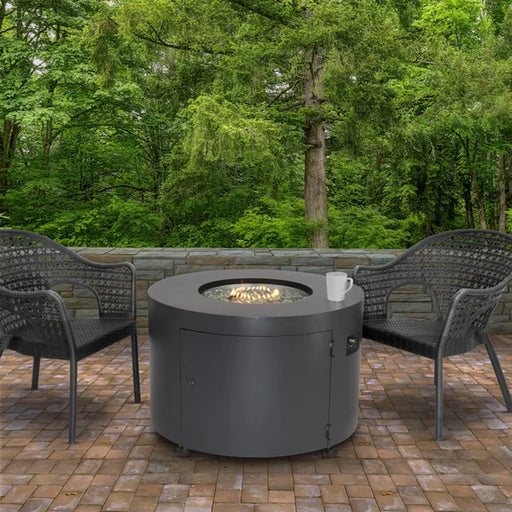 24.4'' H X 38'' W Aluminum Propane Outdoor Fire Pit Table with Lid