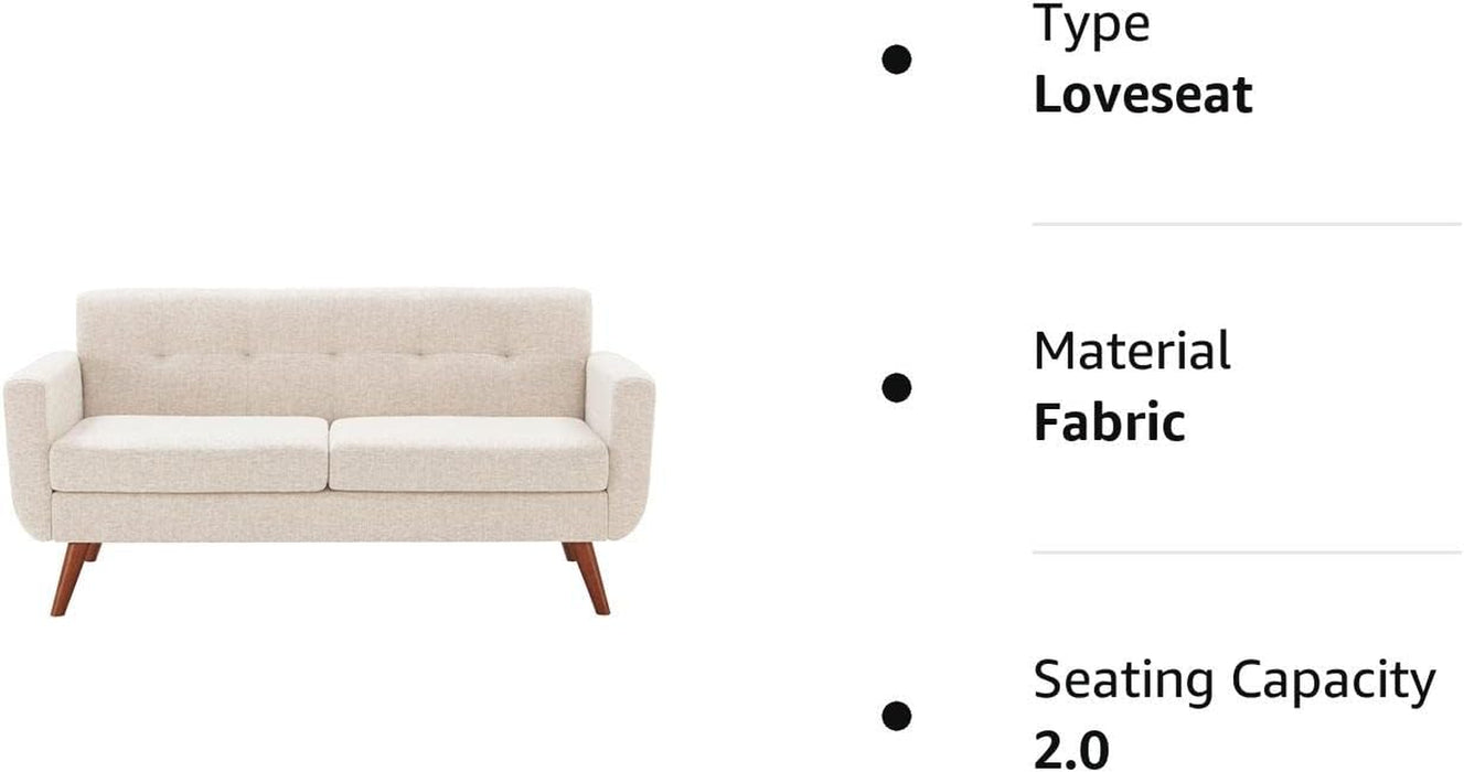 Mid Century Modern Loveseat Sofa in Cream Beige