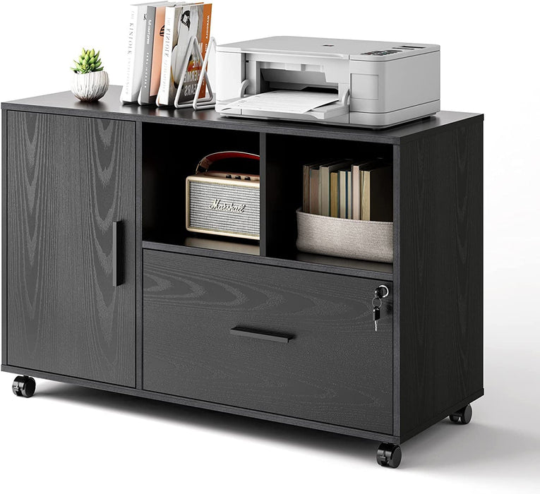 Black 1-Drawer File Cabinet on Wheels