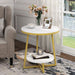 Modern Gold Faux Marble End Table, 2-Tier