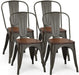 Industrial Stackable Metal Chairs, Set of 4