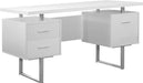 60-Inch White/Silver Metal Office Desk