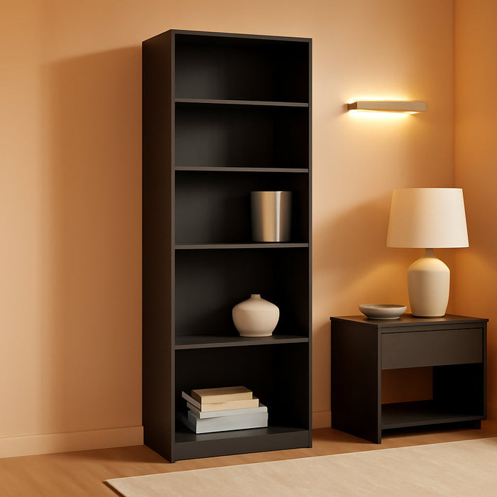 JAYA Black 5-Tier Bookcase for Home