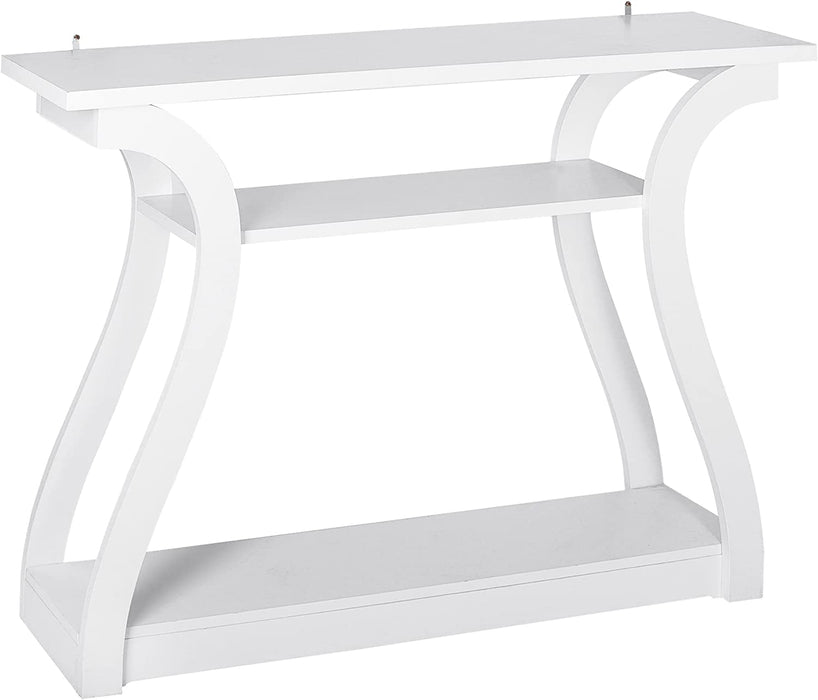 White 3-Tier Sofa Table with Curved Legs