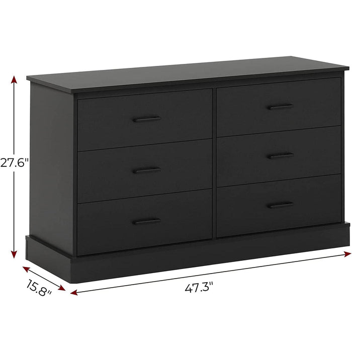Double 6-Drawer Wood Storage Tower Organizer