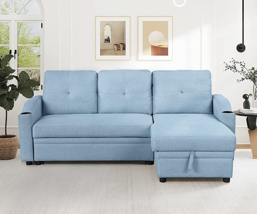 Velvet Sofa Bed with Armrests and Pillows
