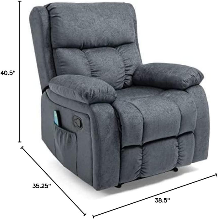 Lindale Massage Recliner, Wood, Charcoal + Black