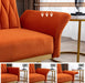 Orange Velvet Chair with Ottoman and Armrests