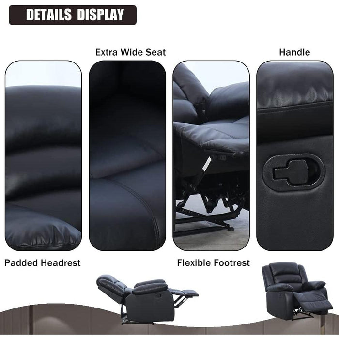 Black Recliner Chair with Overstuffed Arm and Back