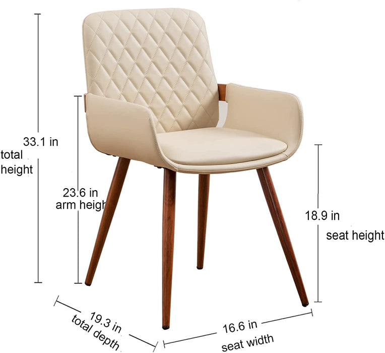 Set of 2 Beige Bentwood Frame Dining Chairs with Arm