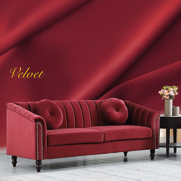 Burgundy Living Room Sectional Set