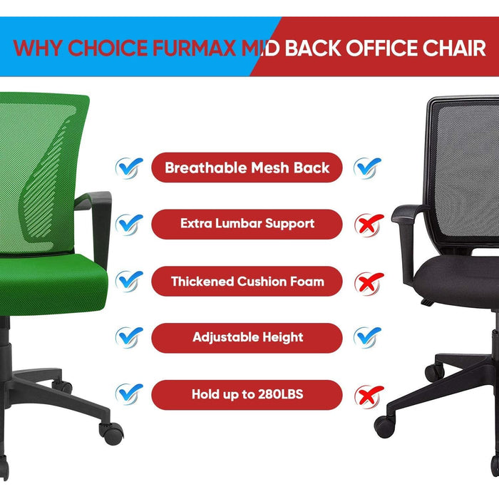 Ergonomic Green Mesh Office Chair with Armrests