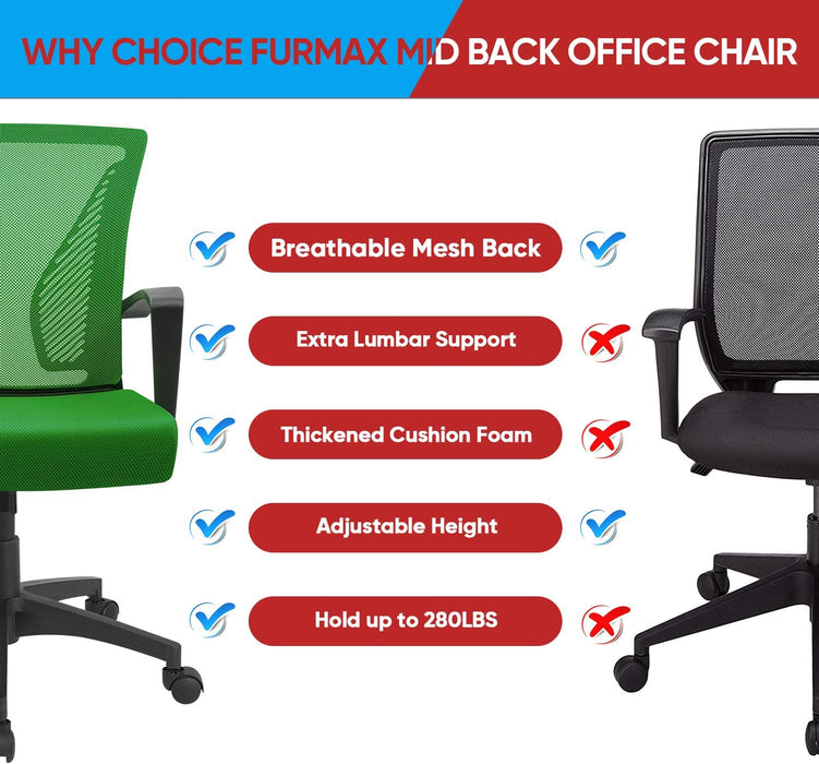 Ergonomic Green Mesh Office Chair with Armrests