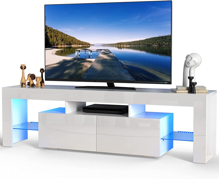 Modern LED TV Stand with RGB Lights and Storage