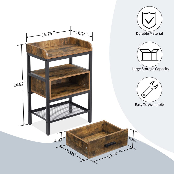 Industrial 3-Tier Nightstand Set