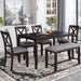 Farmhouse Style 6 Piece Dining Table Set with Bench and Chairs