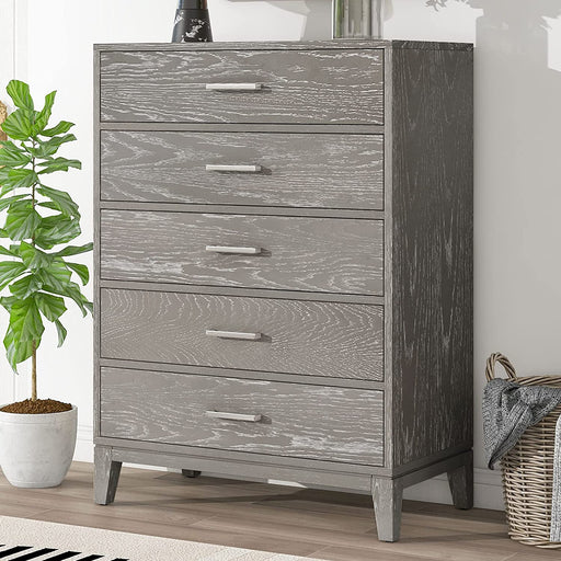 Grey Grain Wooden Storage Cabinet with 6 Drawers