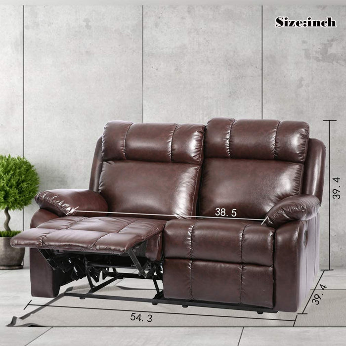 Leather Sofa Recliner Couch Manual Reclining, Black